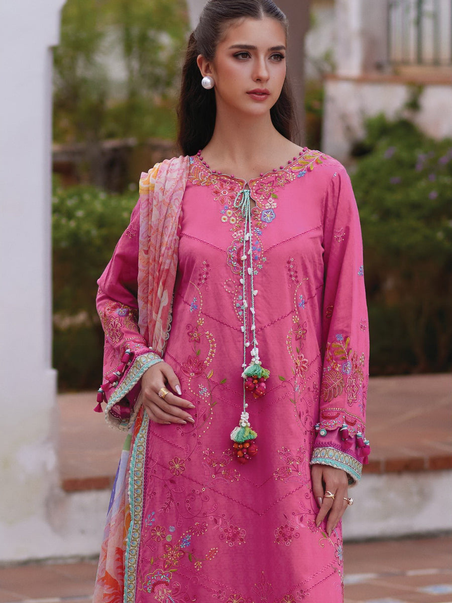 Farah Talib Aziz Embroidered Lawn Unstitched 3Pc Suit FTA-05 Palmira Pink
