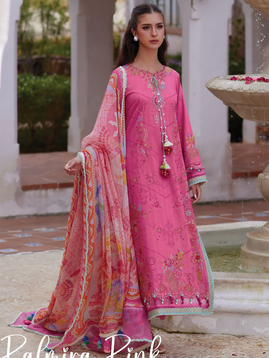 Farah Talib Aziz Embroidered Lawn Unstitched 3Pc Suit FTA-05 Palmira Pink