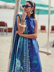 Farah Talib Aziz WES Embroidered Lawn Unstitched 3Pc Suit FTA-06 BERYL DEEP BLUE