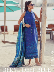 Farah Talib Aziz WES Embroidered Lawn Unstitched 3Pc Suit FTA-06 BERYL DEEP BLUE