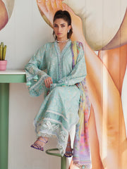 Farah Talib Aziz WES Embroidered Lawn Unstitched 3Pc Suit FTA-07 ALICE AQUA