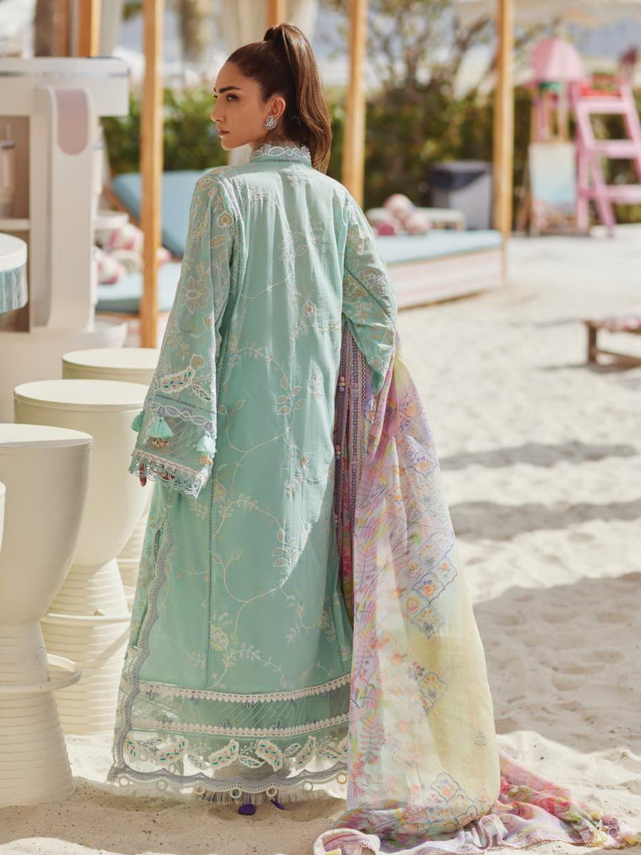 Farah Talib Aziz WES Embroidered Lawn Unstitched 3Pc Suit FTA-07 ALICE AQUA