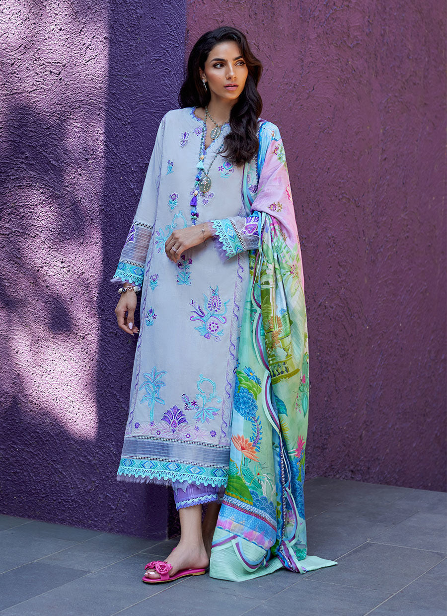 Suay by Farah Talib Aziz Embroidered Lawn Unstitched 3Pc Suit FTA-08 Zoella Grey