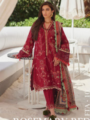 Farah Talib Aziz WES Embroidered Lawn Unstitched 3Pc Suit FTA-10 ROSEMARY RED