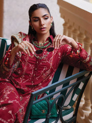 Farah Talib Aziz WES Embroidered Lawn Unstitched 3Pc Suit FTA-10 ROSEMARY RED