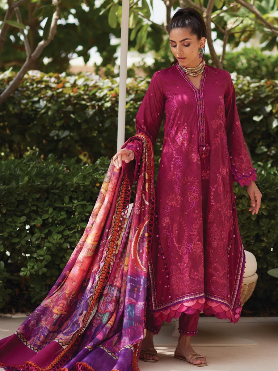 Farah Talib Aziz WES Embroidered Lawn Unstitched 3Pc Suit FTA-11 BETTY BERRY