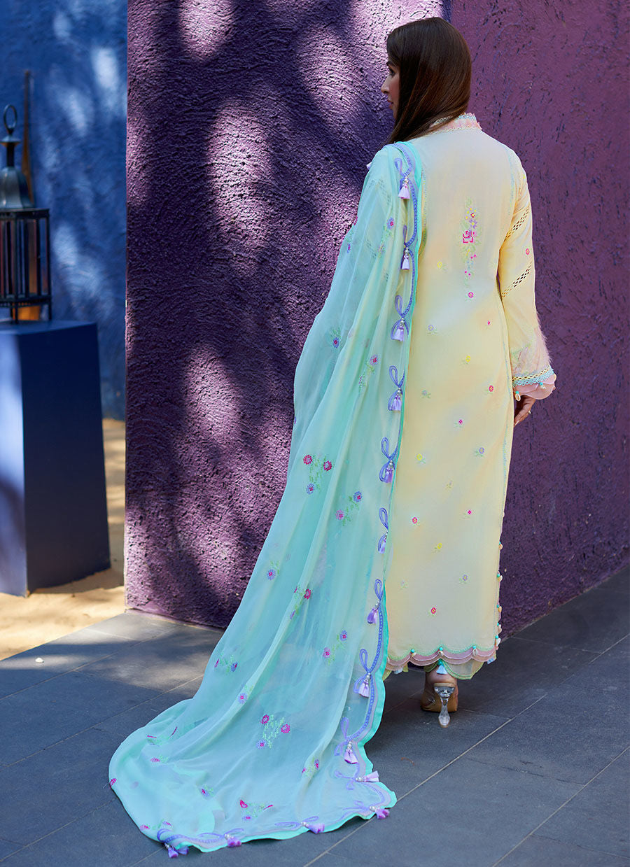 Suay by Farah Talib Aziz Embroidered Lawn Unstitched 3Pc Suit FTA-12 Vaia Yellow