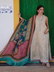Farah Talib Aziz Embroidered Lawn Unstitched 3Pc Suit FTA-12 Isabella Sand