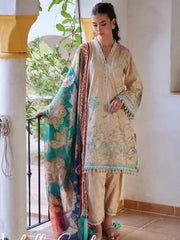 Farah Talib Aziz Embroidered Lawn Unstitched 3Pc Suit FTA-12 Isabella Sand