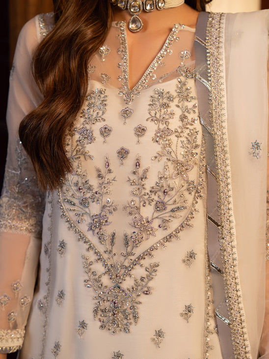 SIFA Lueur Unstitched Embroidered Formal 3Pc Suit FU-03-Pearl