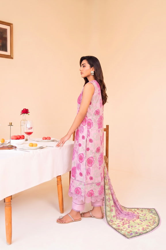 Faiza Faisal FNF Prints Unstitched Lawn 3Pc Suit - FUCHSIA PINK