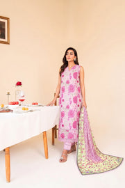 Faiza Faisal FNF Prints Unstitched Lawn 3Pc Suit - FUCHSIA PINK