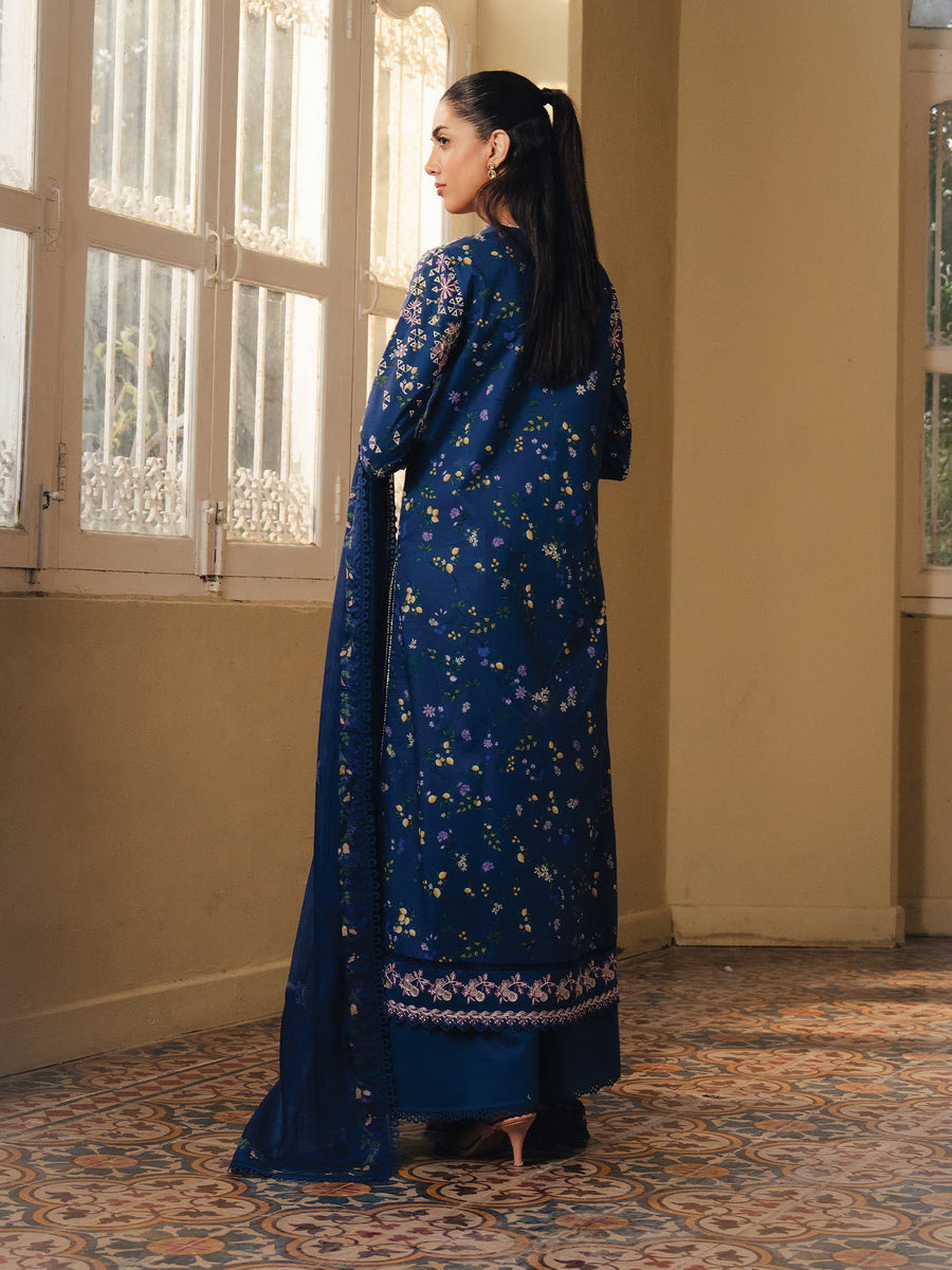 Afrozeh Daybreak Embroidered Lawn Unstitched 3Pc Suit - DUSKMELT