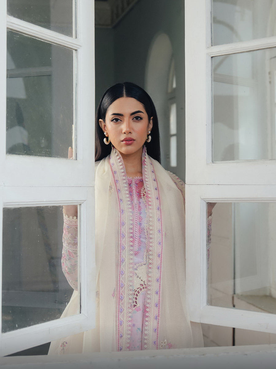 Afrozeh Daybreak Embroidered Lawn Unstitched 3Pc Suit - SKYDUST