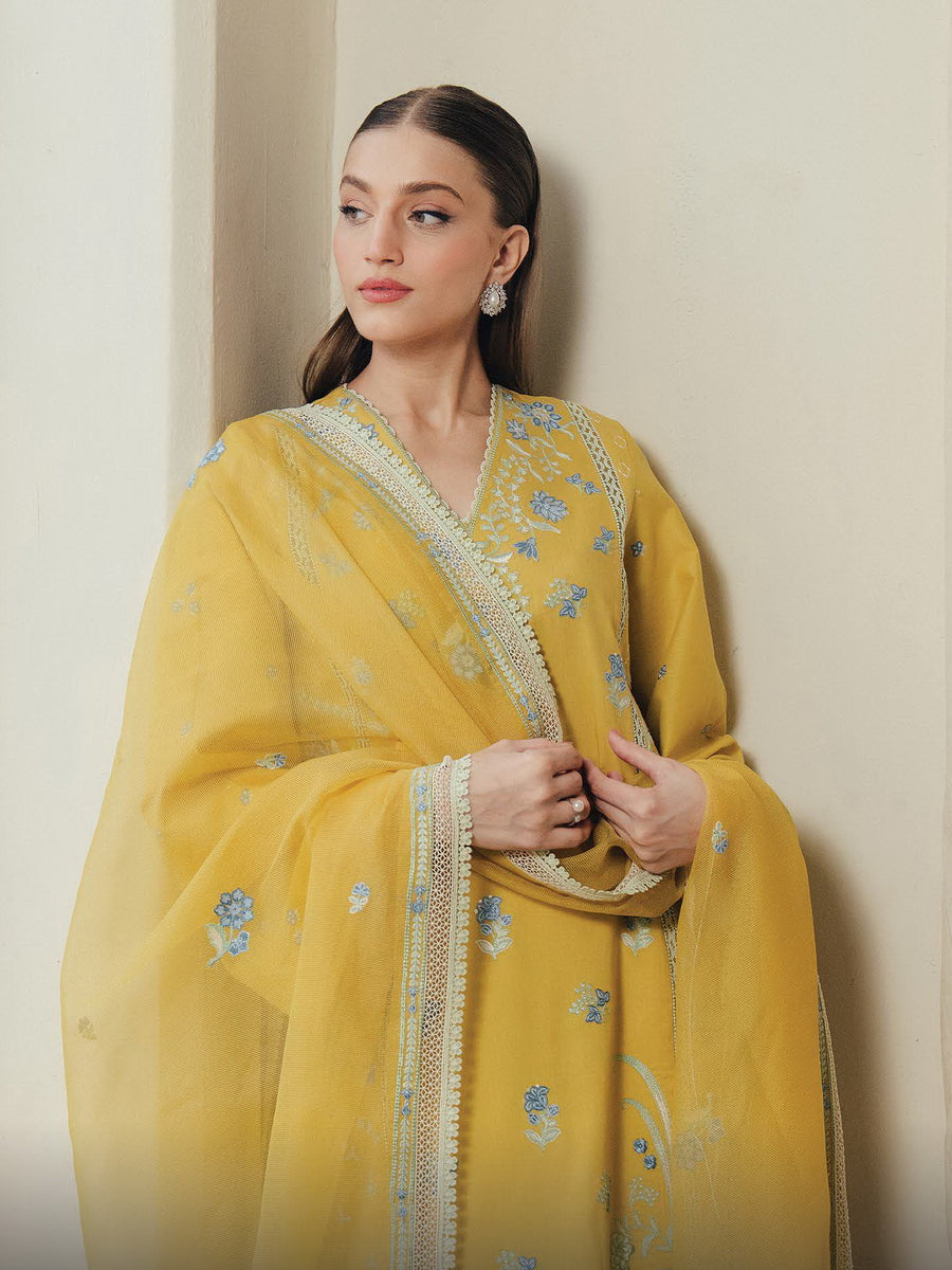 Afrozeh Daybreak Embroidered Lawn Unstitched 3Pc Suit - SUNHAZE