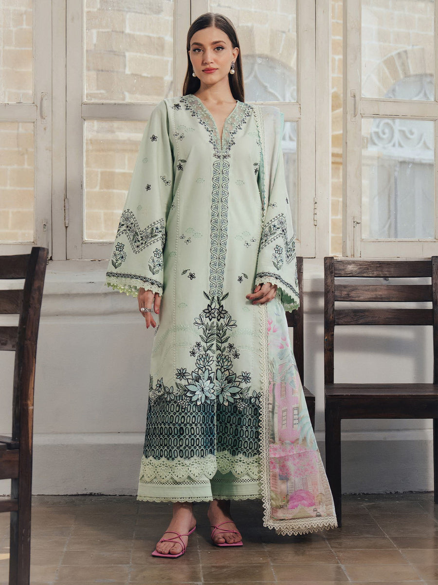 Afrozeh Daybreak Embroidered Lawn Unstitched 3Pc Suit - DEWLIT