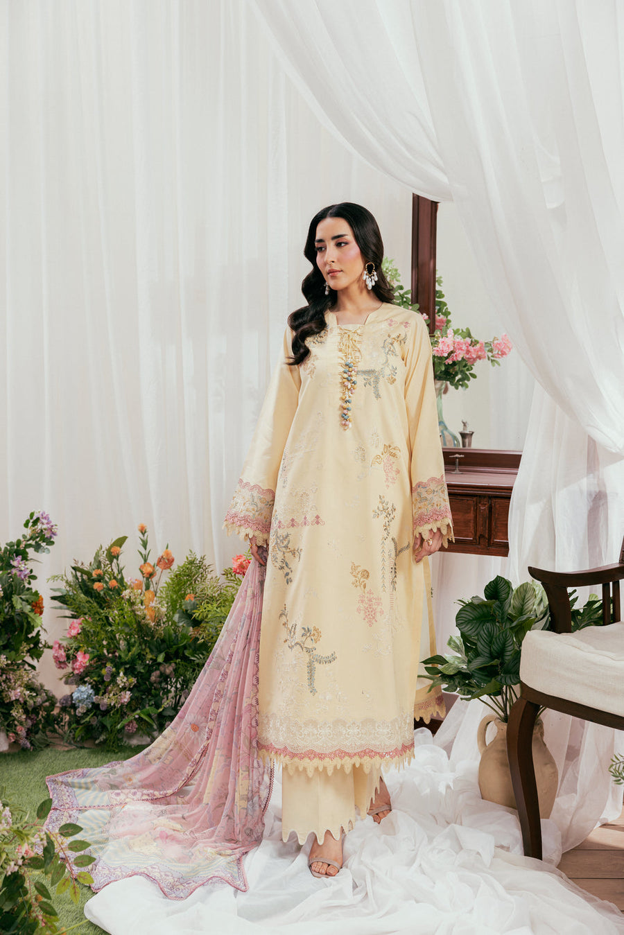 Zync by Florent Luxury Lawn Unstitched Embroidered 3Pc Suit FZL-6B