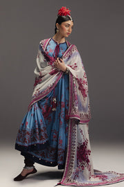 Zara Shahjahan Anarkali Embroidered Lawn Unstitched 3Pc Suit D-02 FALAK ARA