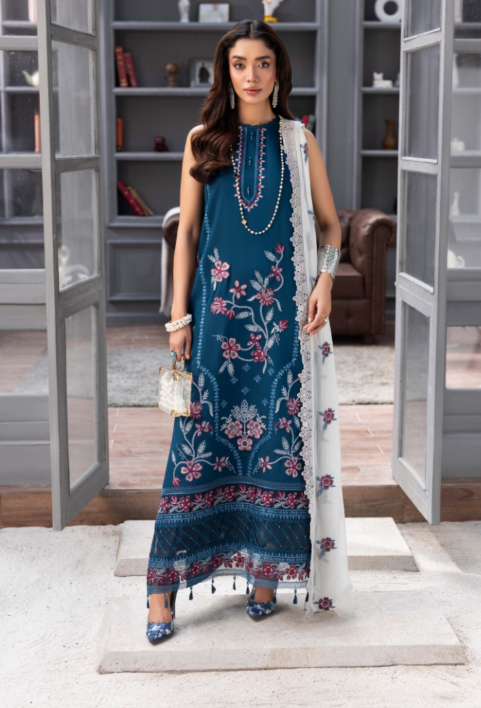 Humdum Fareeha Embroidered Viscose Unstitched 3Pc Suit D-01