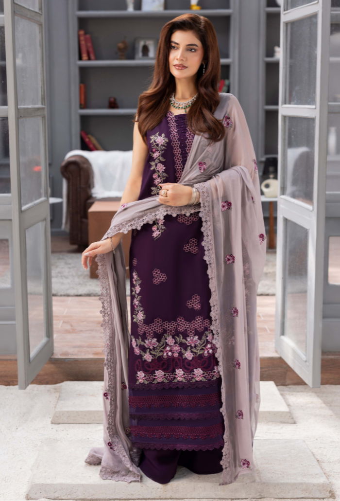 Humdum Fareeha Embroidered Viscose Unstitched 3Pc Suit D-02