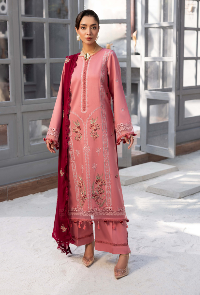 Humdum Fareeha Embroidered Viscose Unstitched 3Pc Suit D-04