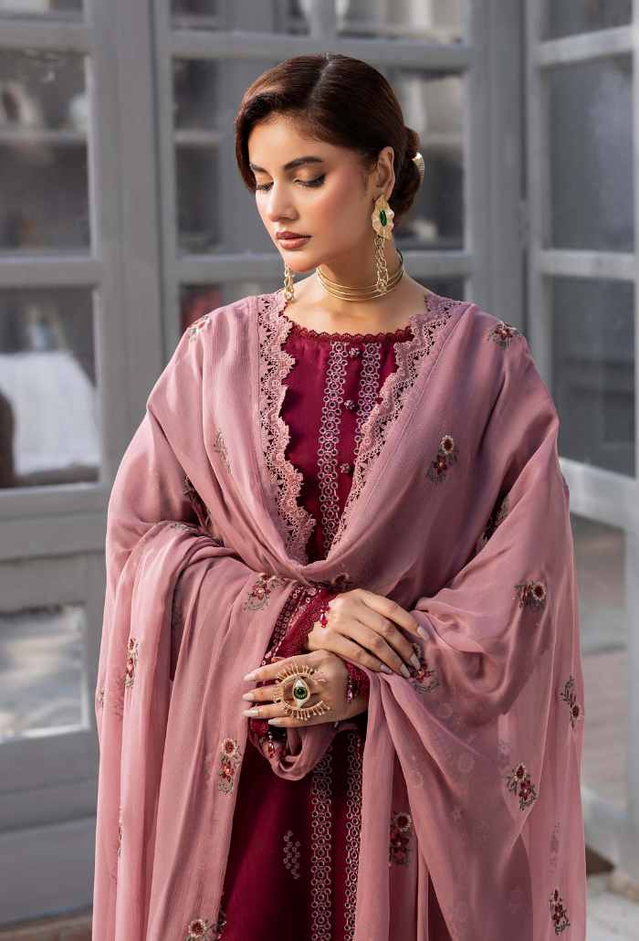 Humdum Fareeha Embroidered Viscose Unstitched 3Pc Suit D-07