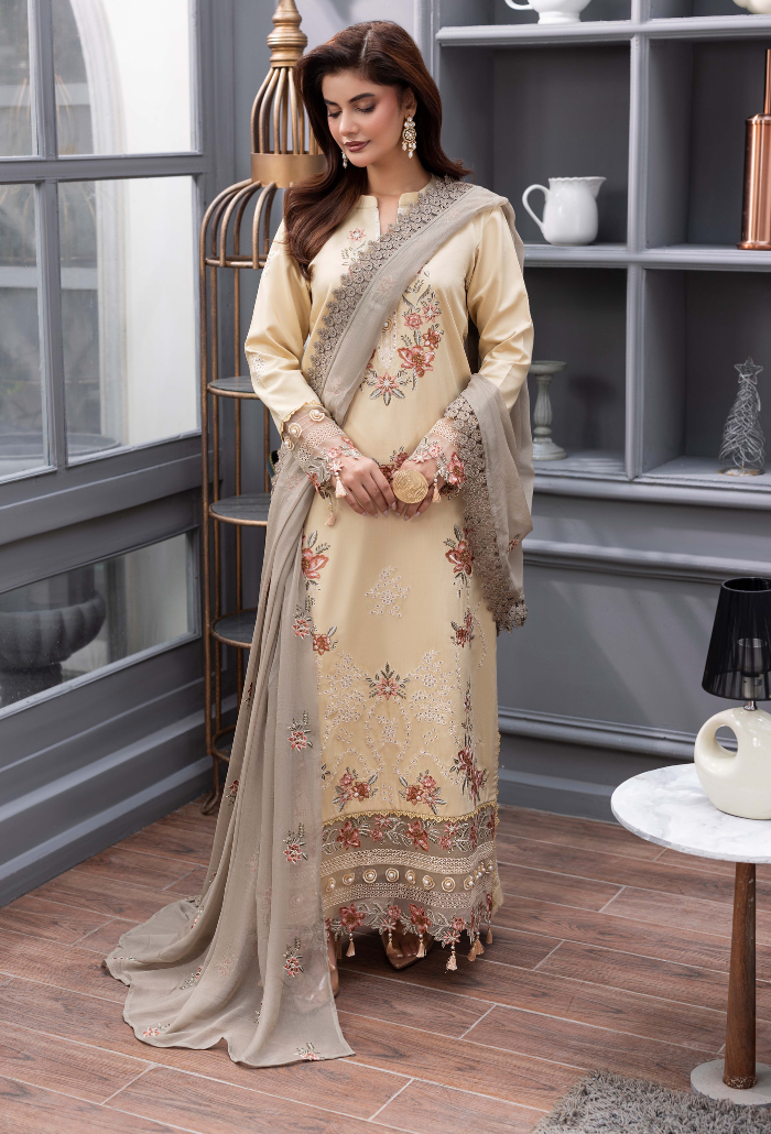 Humdum Fareeha Embroidered Viscose Unstitched 3Pc Suit D-09