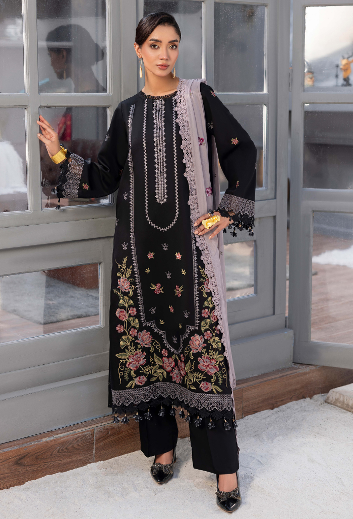Humdum Fareeha Embroidered Viscose Unstitched 3Pc Suit D-10