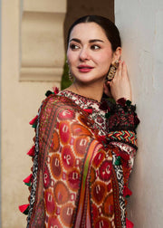 Hussain Rehar Embroidered Luxury Lawn Unstitched 3Pc Suit D-05 FAWN