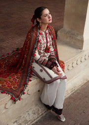 Hussain Rehar Embroidered Luxury Lawn Unstitched 3Pc Suit D-05 FAWN