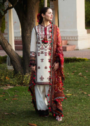 Hussain Rehar Embroidered Luxury Lawn Unstitched 3Pc Suit D-05 FAWN