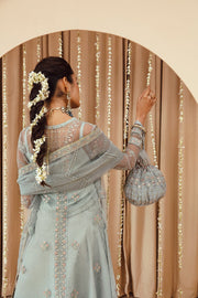 FARASHA Tabeer Embroidered Net Unstitched 3 Piece Suit - 06 Feroza