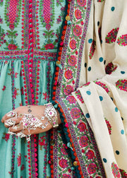 Hussain Rehar Embroidered Karandi Unstitched 3Pc Suit - Ferozi