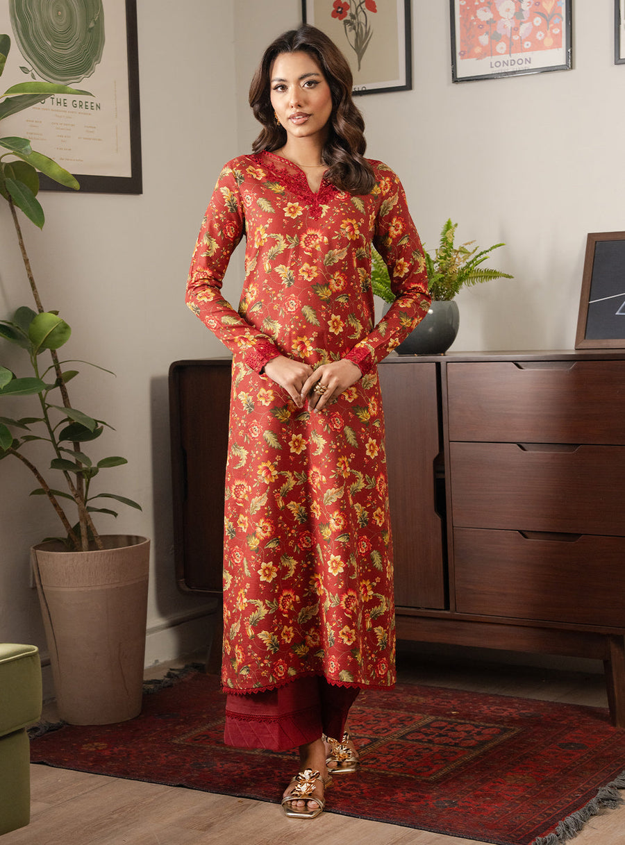 Faiza Faisal Lumiere Printed Khaddar Stitched 2Pc Suit - FIRA