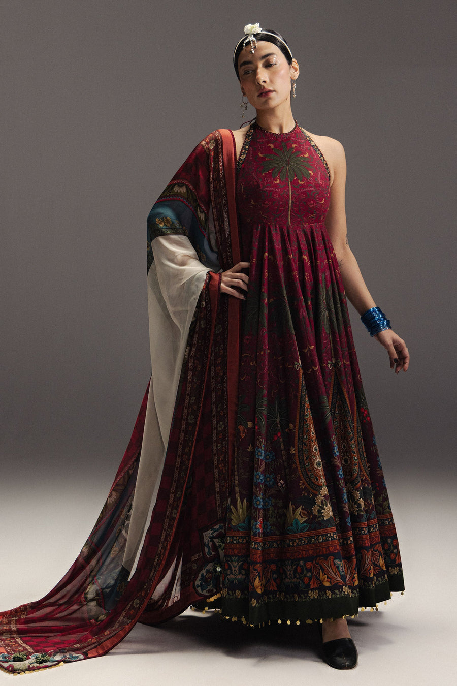 Zara Shahjahan Anarkali Embroidered Lawn Unstitched 3Pc Suit D-06 FIRDAUS