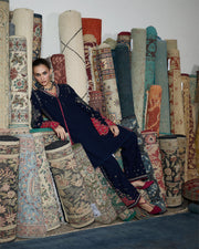 Jugnu Lahore Womenswear Embroidered Karandi Unstitched 3Pc Suit - FIRO