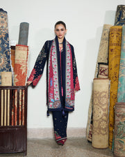 Jugnu Lahore Womenswear Embroidered Karandi Unstitched 3Pc Suit - FIRO