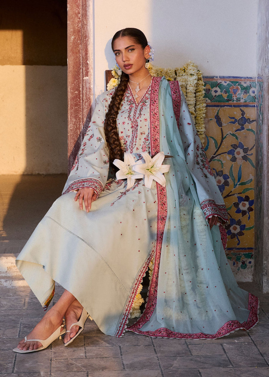 Hussain Rehar ZAN Unstitched Embroidered Lawn 3Pc Suit - Firuz