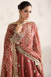 Farasha Embroidered Luxury Chiffon Unstitched 3Pc Suit - Flame Luxe