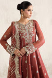 Farasha Embroidered Luxury Chiffon Unstitched 3Pc Suit - Flame Luxe