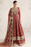 Farasha Embroidered Luxury Chiffon Unstitched 3Pc Suit - Flame Luxe