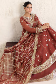 Farasha Embroidered Luxury Chiffon Unstitched 3Pc Suit - Flame Luxe