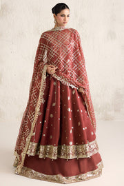 Farasha Embroidered Luxury Chiffon Unstitched 3Pc Suit - Flame Luxe