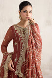 Farasha Embroidered Luxury Chiffon Unstitched 3Pc Suit - Flame Luxe