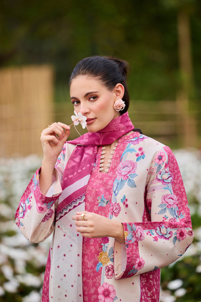 Farasha Summer Co Ords Printed Lawn Unstitched 3Pc Suit - Fleur Royale