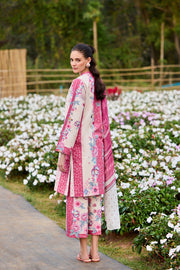 Farasha Summer Co Ords Printed Lawn Unstitched 3Pc Suit - Fleur Royale