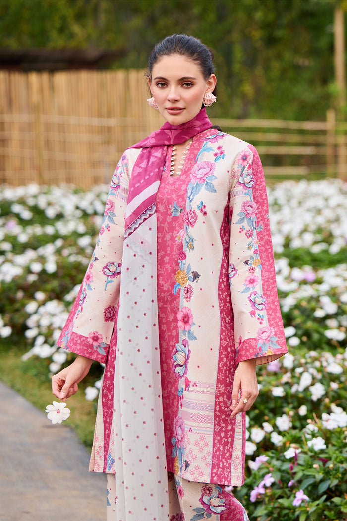 Farasha Summer Co Ords Printed Lawn Unstitched 3Pc Suit - Fleur Royale