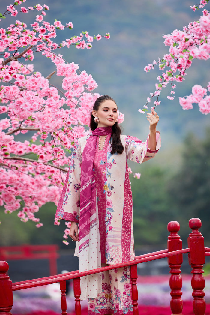 Farasha Summer Co Ords Printed Lawn Unstitched 3Pc Suit - Fleur Royale