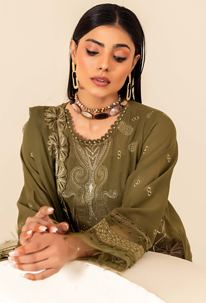 Flora by Humdum Embroidered Swiss Lawn Unstitched 3Pc Suit FS-01
