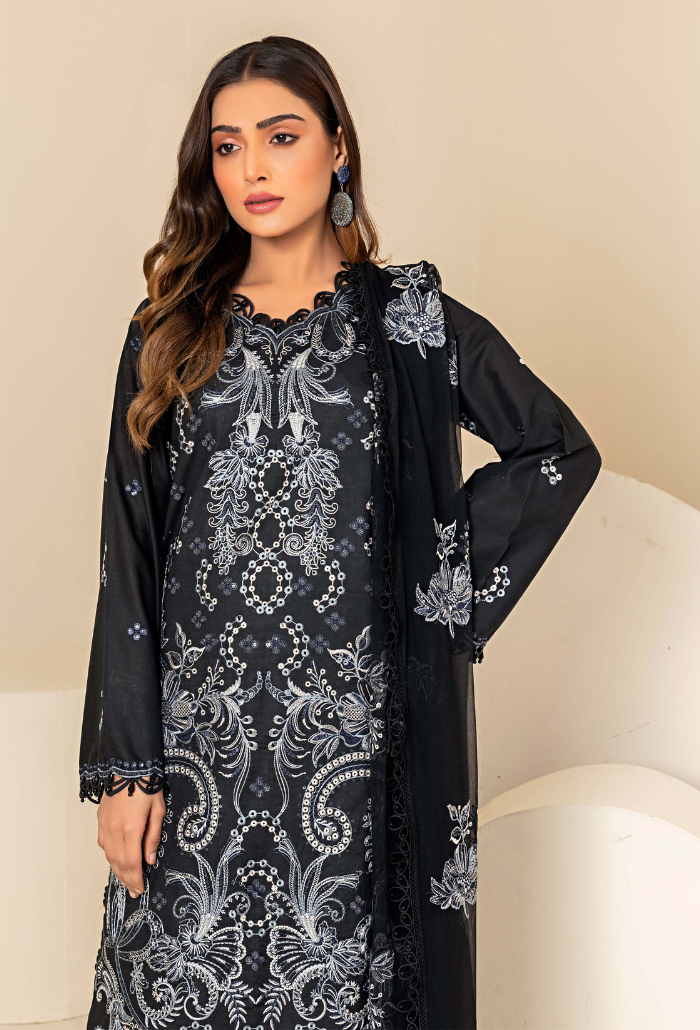 Flora by Humdum Embroidered Swiss Lawn Unstitched 3Pc Suit FS-03